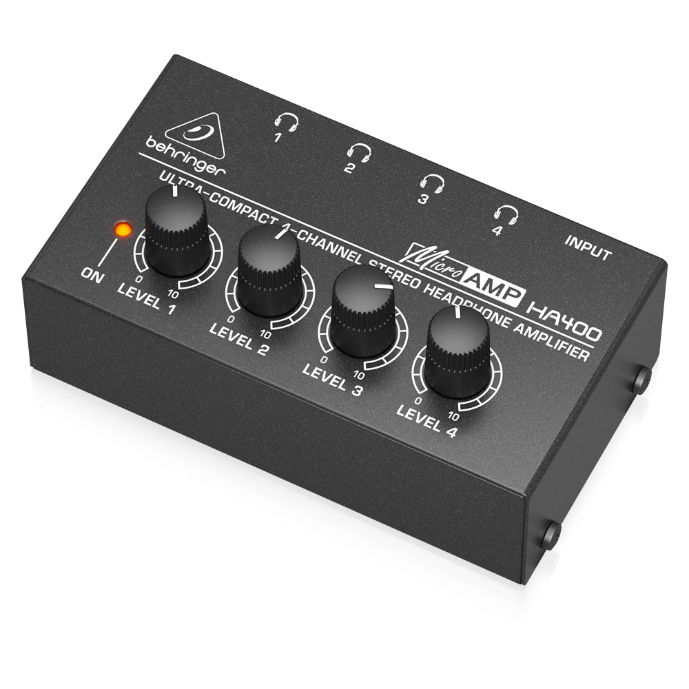 Behringer HA400 Amplificador para audífonos MicroAMP Ultra Compacto de 4 canales