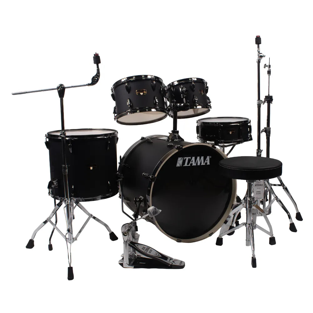Tama IP52H6WBNBOB Batería Acústica Imperialstar de 5 Piezas Negro Mate con Atriles y Asiento