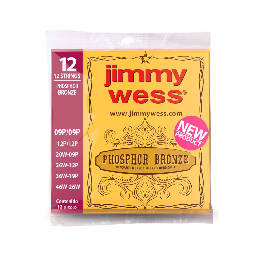 Encordadura Guitarra Acústica Jimmy Wess Jwga1012Bf 12 Curdas Phpsphoro Bronce JWGA1012BF