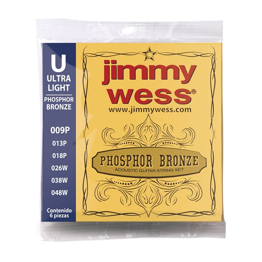 Encordadura Guitarra Acústica J.Wess Jwga809bf Ultra Light Acero Estañado Entorcahdo Bronce Fosforado JIMMY WESS JWGA809BF