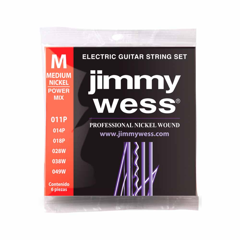Encordadura Jimmy Wes Jwge1011N Power Mix Medium para Guitarra Eléctrica .011 JIMMY WESS JWGE1011N
