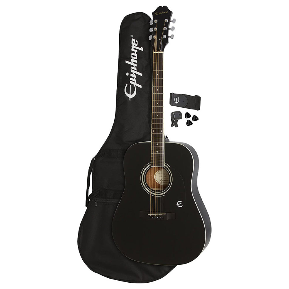 Paquete de Guitarra Acústica FT100 Ebony (Incluye Funda Tahalí Púas y Afinador) EPIPHONE PPAGEAFTEBCH3