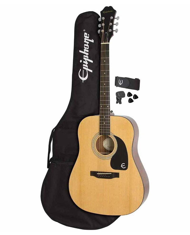 Paquete de Guitarra Acústica FT100 Natural (Incluye Funda Tahalí Púas y Afinador) EPIPHONE PPAGEAFTNACH3