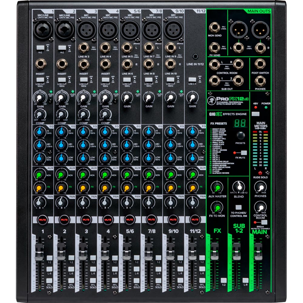 Mezcladora Mackie PROFX12V3 12 Canales con Efectos y Usb