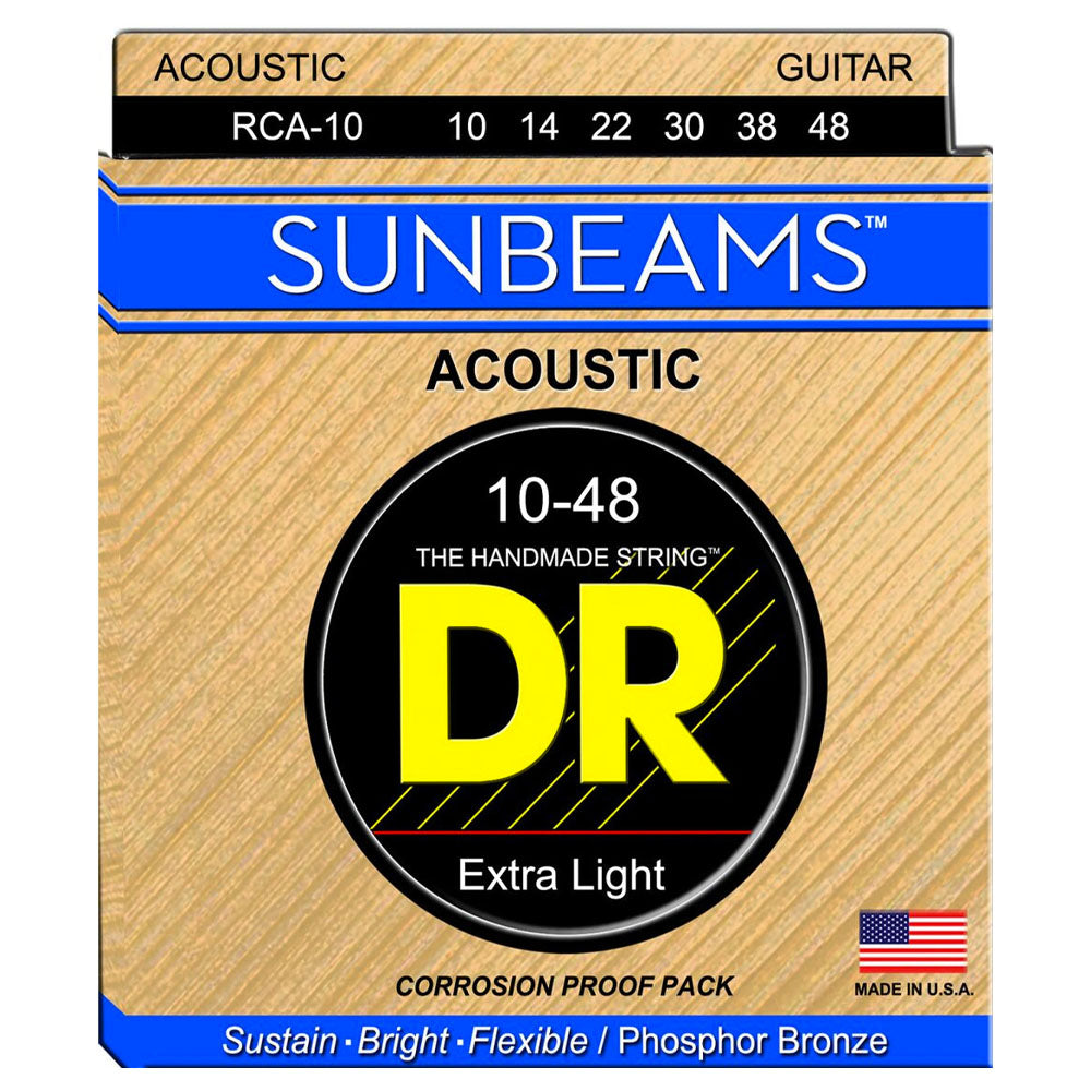 Encordadura Guitarra Electroacústica DR Rca10 10/48 Custom Sunbeam RCA10