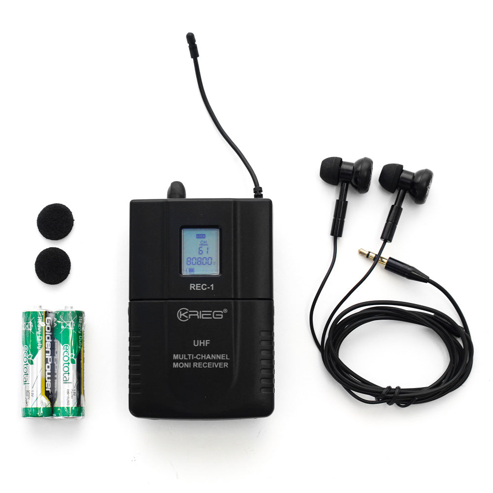 Micrófono Krieg REC1 Body Pack + Audífono Para In Ear Tr10