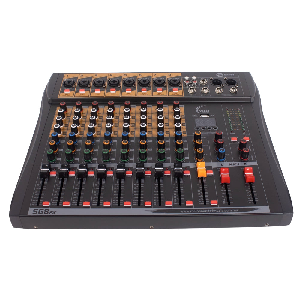 Melo SG8FX Mezcladora Profesional 8 Canales Reproductor Bluetooth
