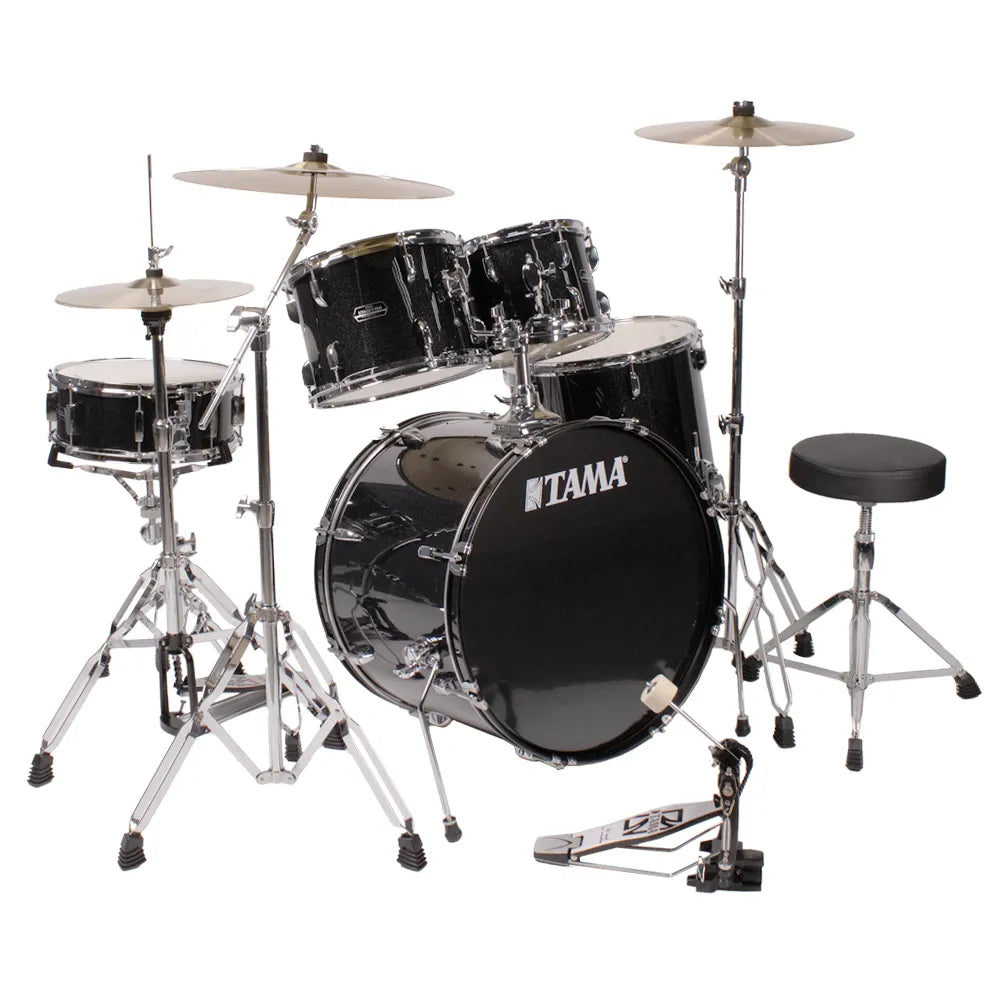 Tama St52h6cbns Batería Stagemaster 5 Piezas Negro Brillante Con Atriles Asiento Y Platillos
