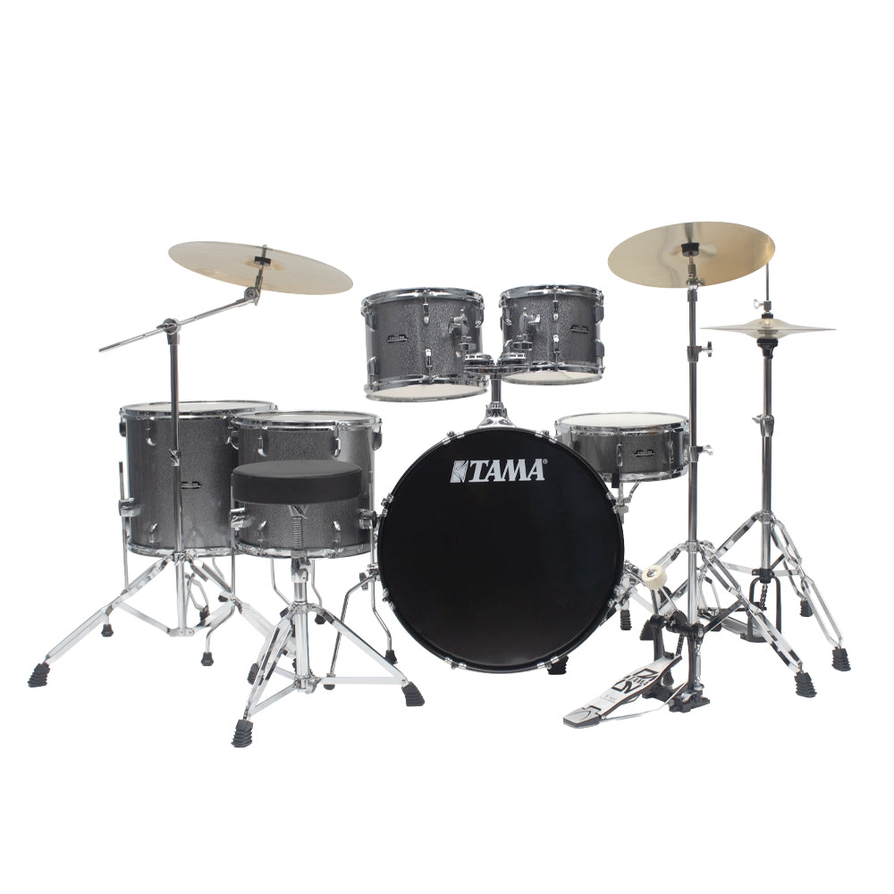 Tama ST62H6CCSS Bateria Acústica Stagestar de 6 piezas Plata Brillante con Atriles, Asiento y Platillos