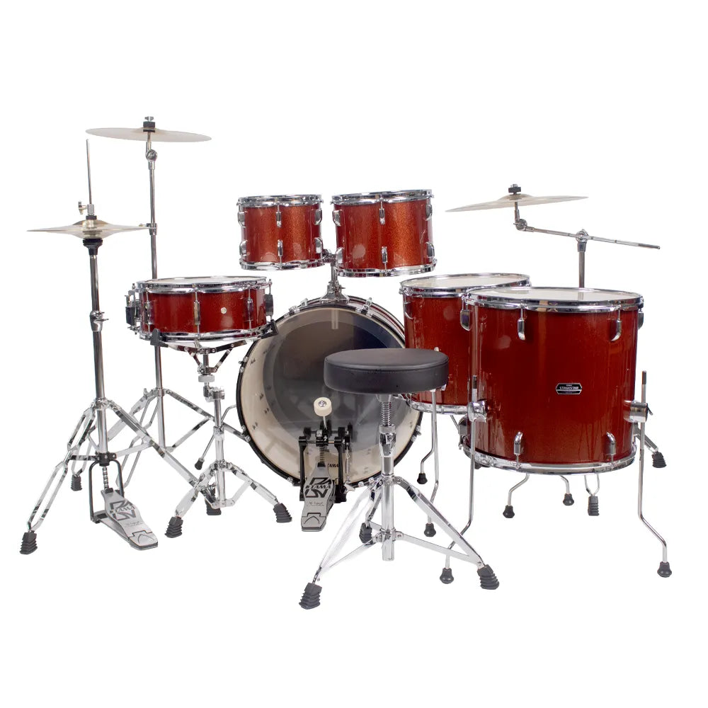 Tama ST62H6CSCP Bateria Acústica Stagestar de 6 piezas Cobre Brillante con Atriles, Asiento y Platillos