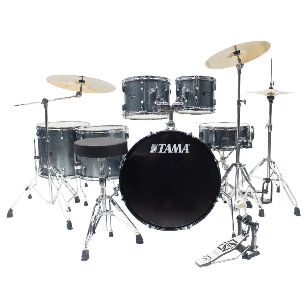 Tama ST62H6CSEM Bateria Acústica Stagestar de 6 piezas Azul Agua Brillante con Atriles, Asiento y Platillos
