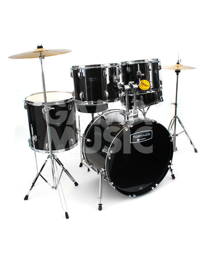 Batería Mapex Tnd5254tcfd Tornado 5 pzas Black Sparkle TND5254TCFD