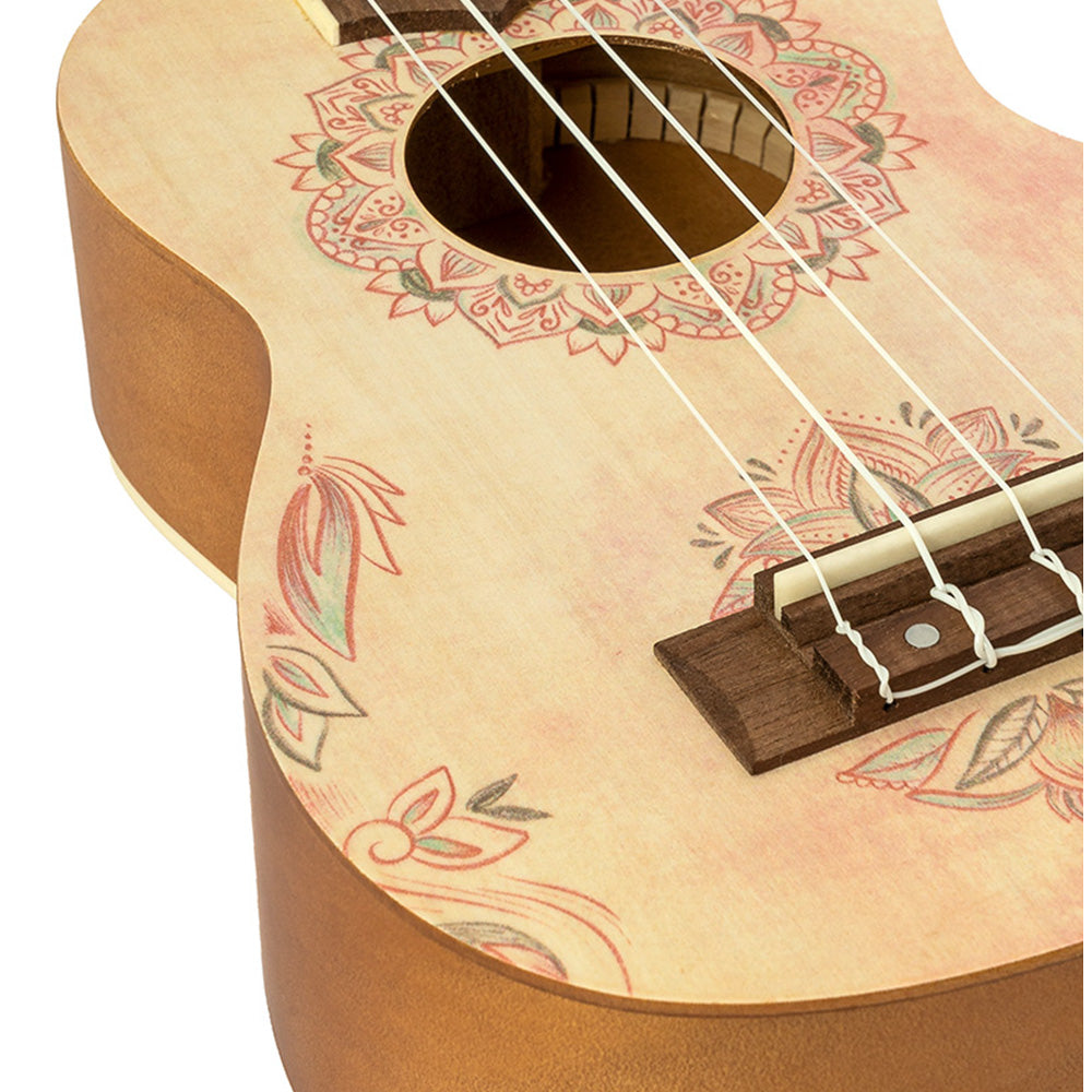 Ukulele Bamboo U21 Soprano Lotus Mandala con Funda U21LOTUS