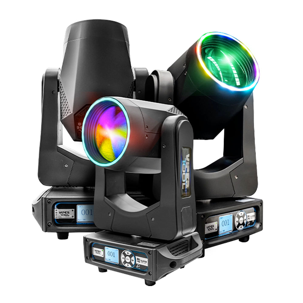 Super Bright VIPER100L Estuche con 4 Cabezas beam led 100w + Aro Led RGB