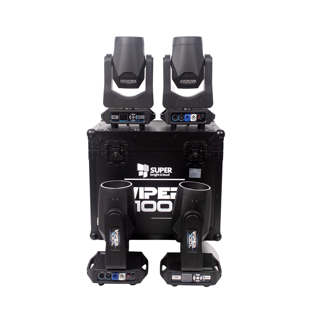 Super Bright VIPER100L Estuche con 4 Cabezas beam led 100w + Aro Led RGB
