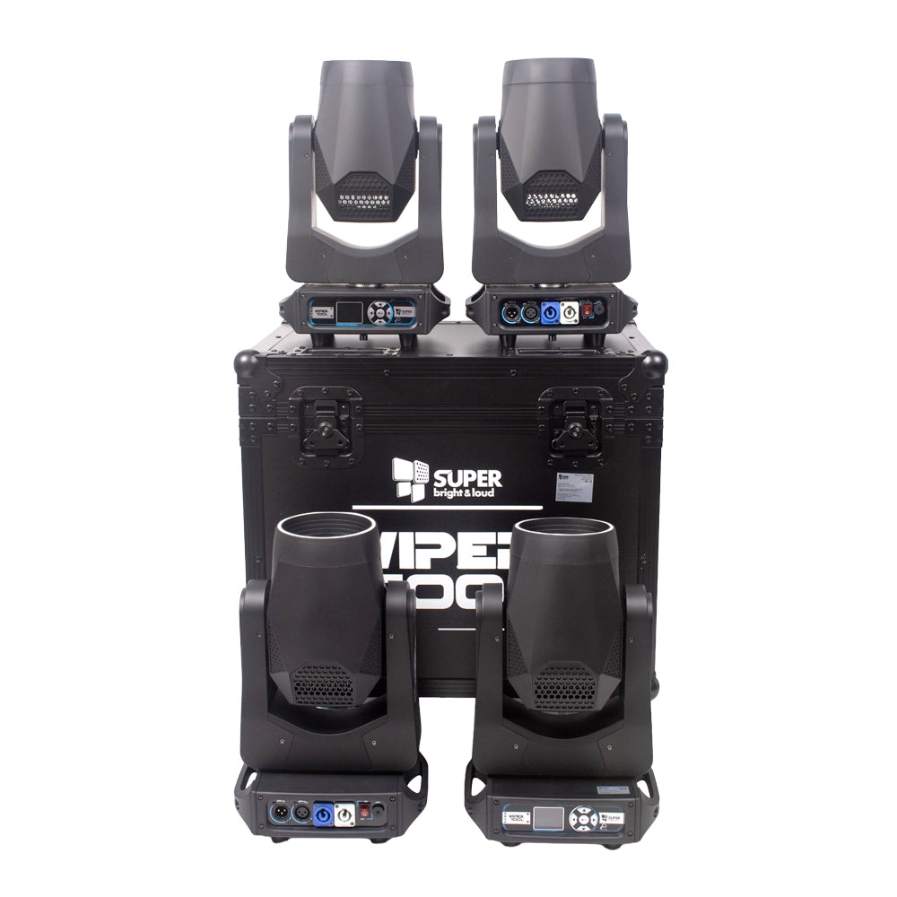 Super Bright VIPER100L Estuche con 4 Cabezas beam led 100w + Aro Led RGB