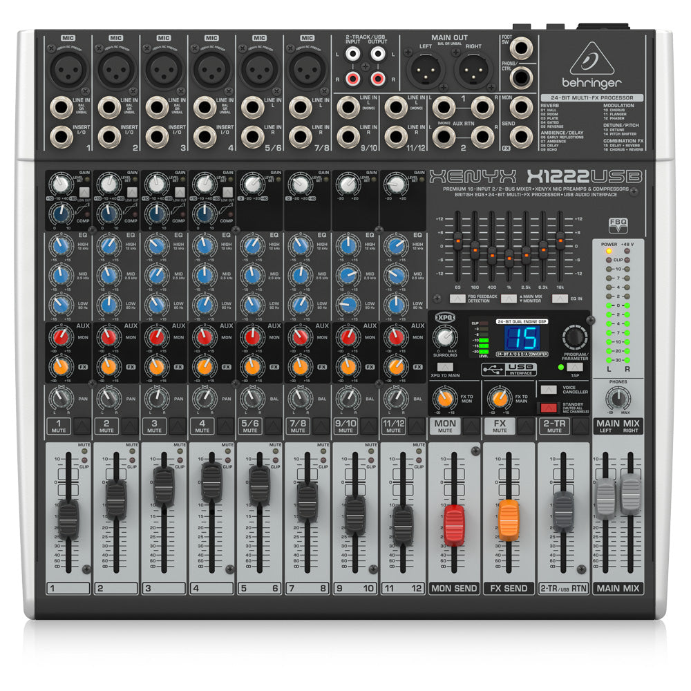 Mezcladora Analógica Xenyx de 12 canales Interface USB BEHRINGER X1222USB