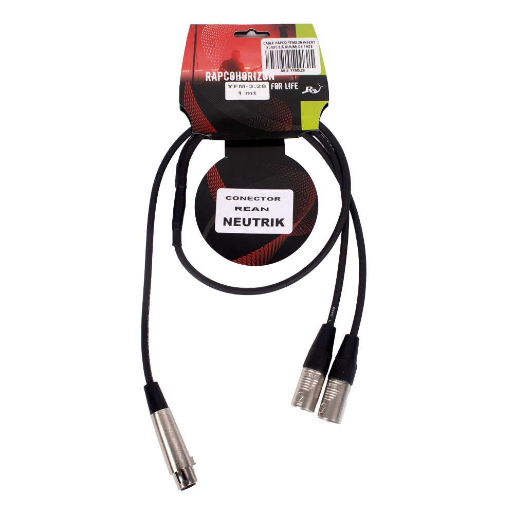 Rapco YFM328 Cable Y XLRF(2) A XLRM de 1 Mtr
