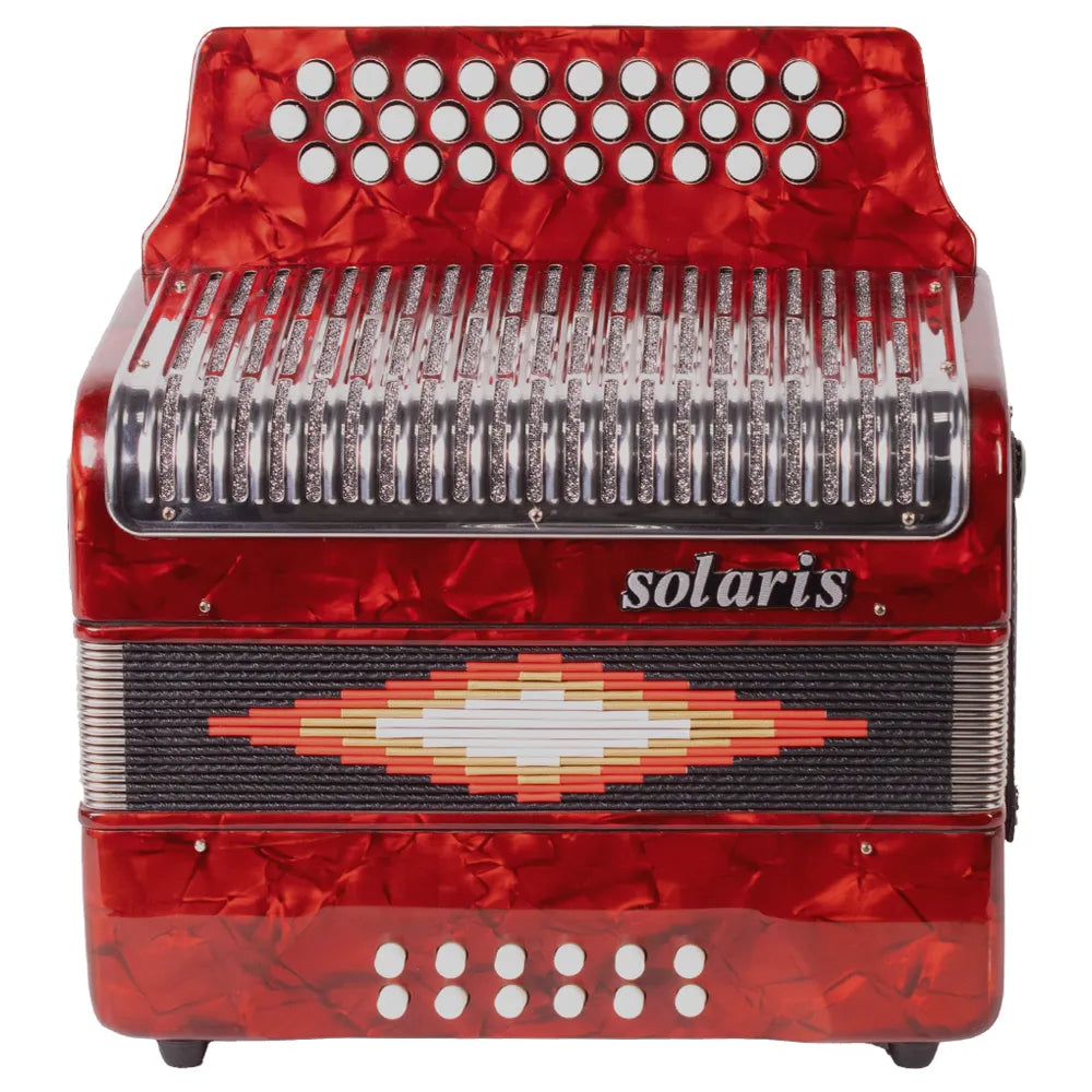 Acordeón Diatónico de 31 botones en Tono Sol Rojo con Estuche SOLARIS YJB3112AGR