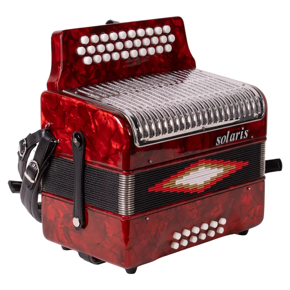 Acordeón Diatónico de 31 botones en Tono Sol Rojo con Estuche SOLARIS YJB3112AGR