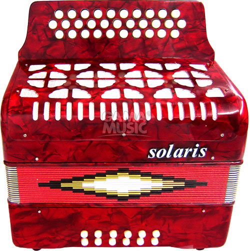Acordeón Diatónico de 31 botones en Tono Sol Rojo con Estuche SOLARIS YJB3112AGR