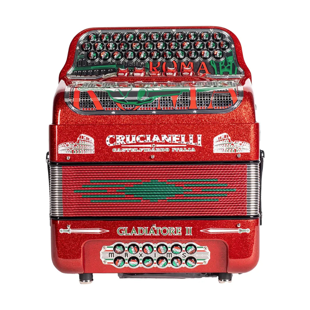 Crucianelli Gladiatore II Acordeón Ultracompacto 34 Botones 5 Reg Rojo