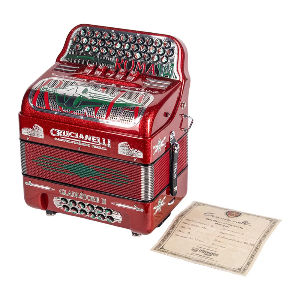 Crucianelli Gladiatore II Acordeón Ultracompacto 34 Botones 5 Reg Rojo