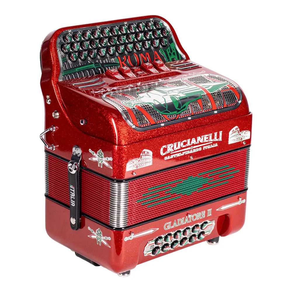 Crucianelli Gladiatore II Acordeón Ultracompacto 34 Botones 5 Reg Rojo