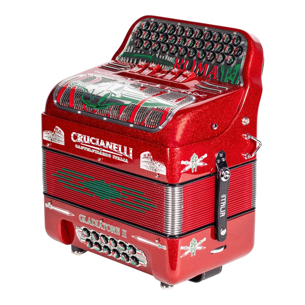 Crucianelli Gladiatore II Acordeón Ultracompacto 34 Botones 5 Reg Rojo