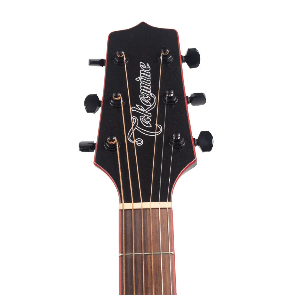 Takamine GF49CECB Guitarra Electroacústica Negra con Ribetes Rojos