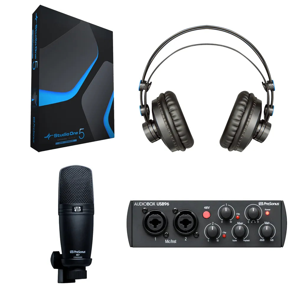 Paquete de Grabación AudioBox 96 Studio MicrófonoM7 Audífonos HD7 PRESONUS AUDIOBOX96STUDIO
