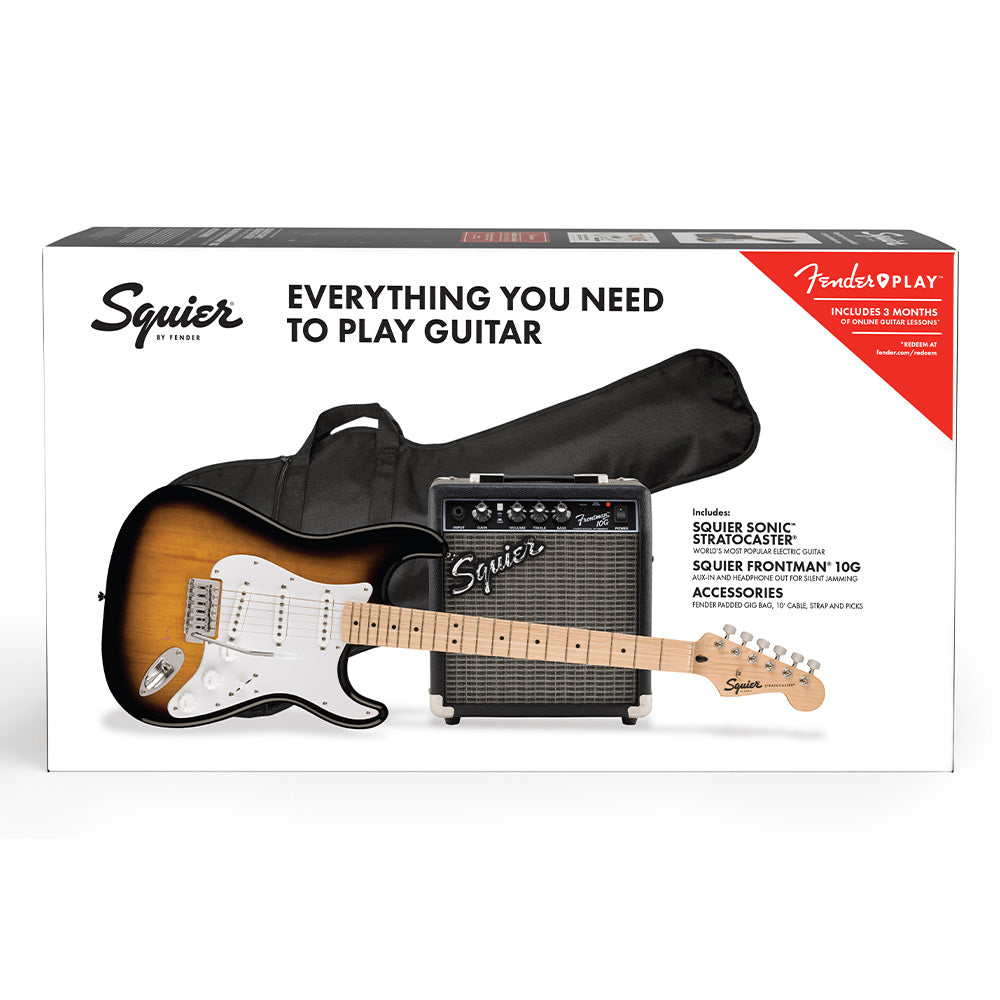 Paquete de Guitarra Eléctrica FENDER 0371720003 Squier Sonic Stratocaster, Gig Bag, 10G - 120V