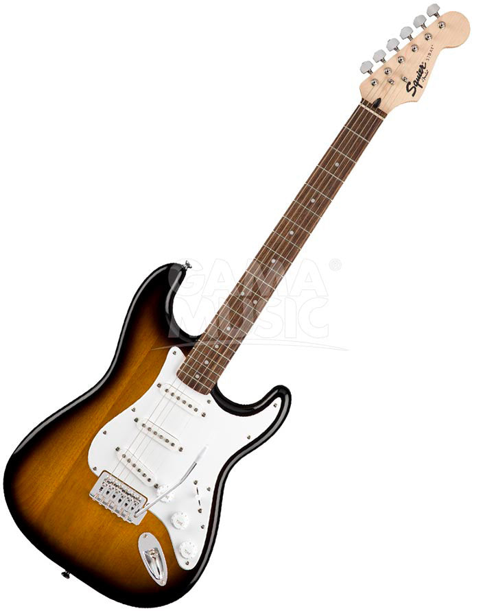 Paquete de Guitarra Eléctrica Squier Stratocaster Brown Sunburst (Amplificador, Funda, Tahalí, Cable, Púas) 0371823032