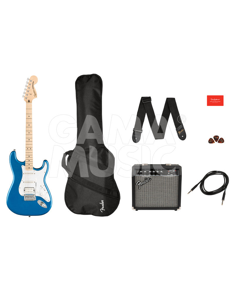 Paquete Guitarra Eléctrica Fender 0372820002 Affinity Series Stratocaster HSS Pack, Lake Placid Blue, Gig Bag