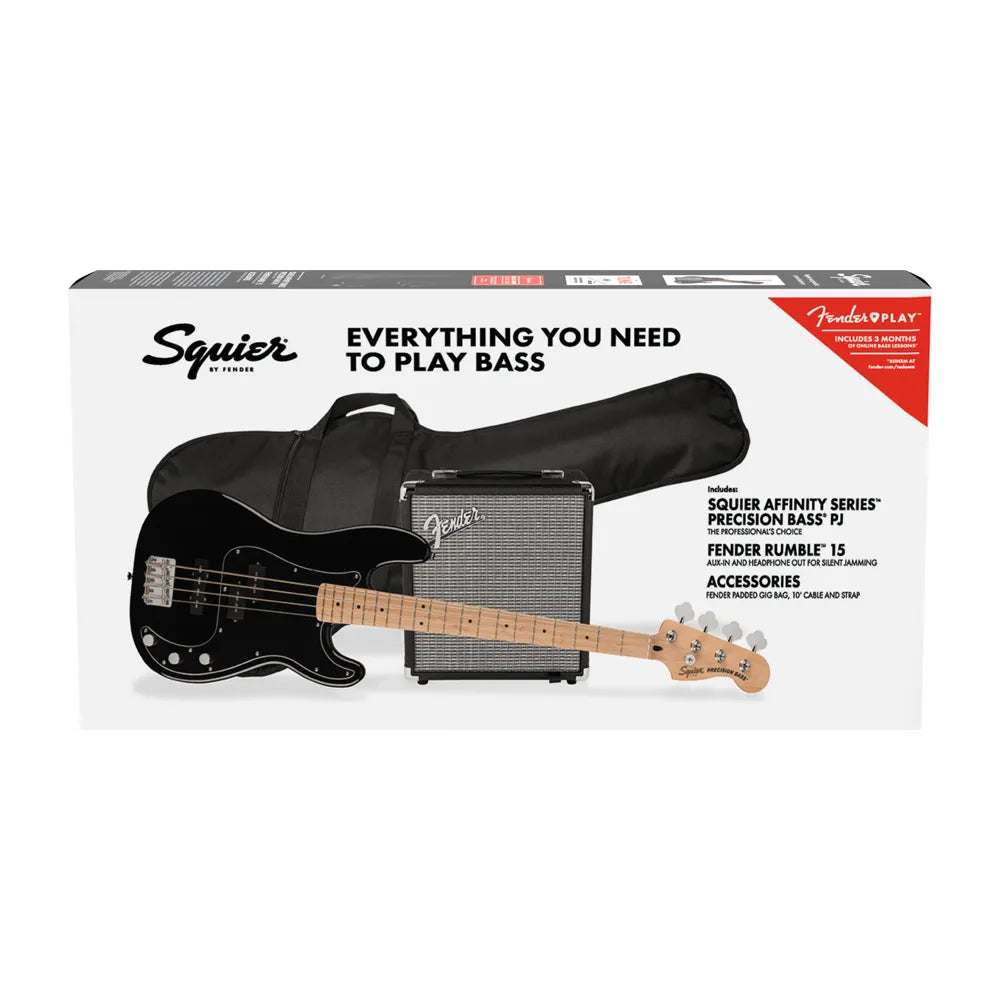 Paquete Bajo Eléctrico Fender SQUIER 0372981006 Pk Pj Bass Mn Blk R15 120v