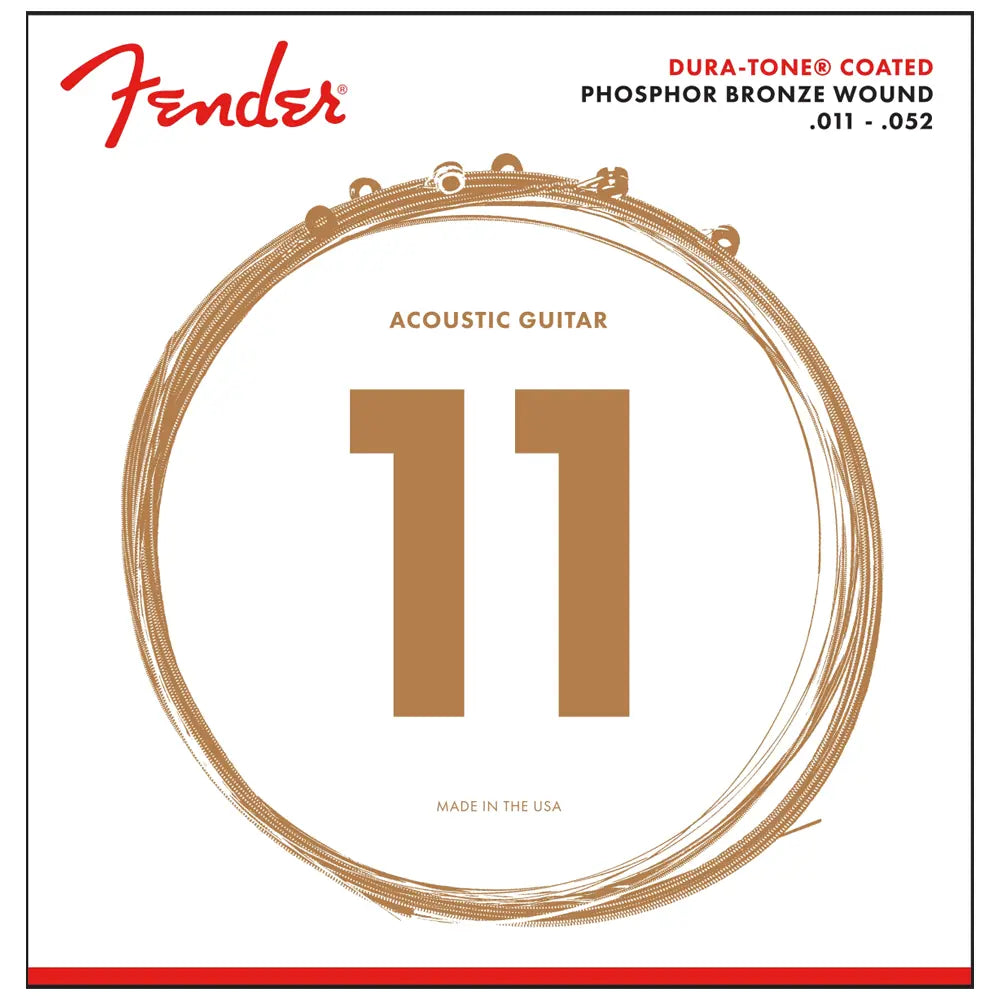 Fender 0730860405 Encordadura Guitarra Acústica 860CL Phosphor Bronze Dura-Tone Coated 11-52