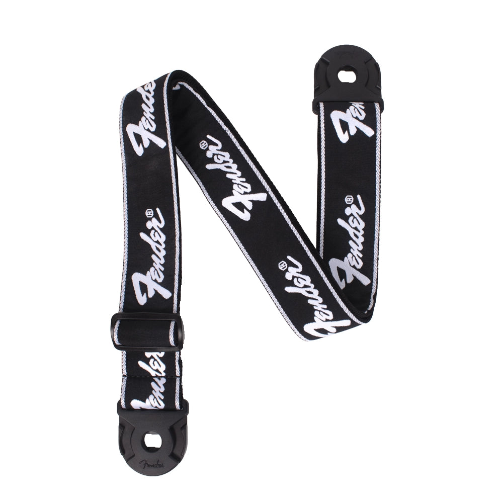 Fender 0990629008 Tahalí Negro con Logotipo en Blanco 2" Con Bloqueo de Agarre Rápido