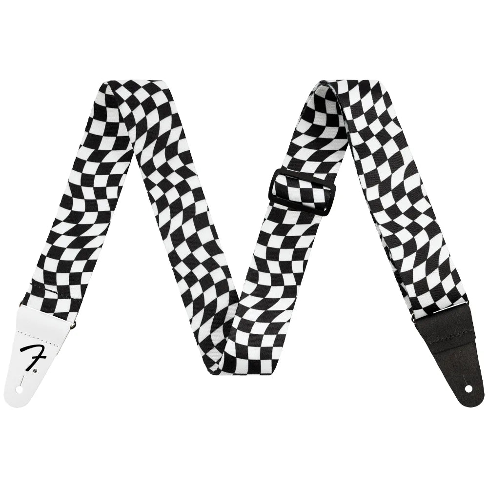 Fender 0990637288 Tahalí Wavy Checkerboard Polyester Strap Black/White