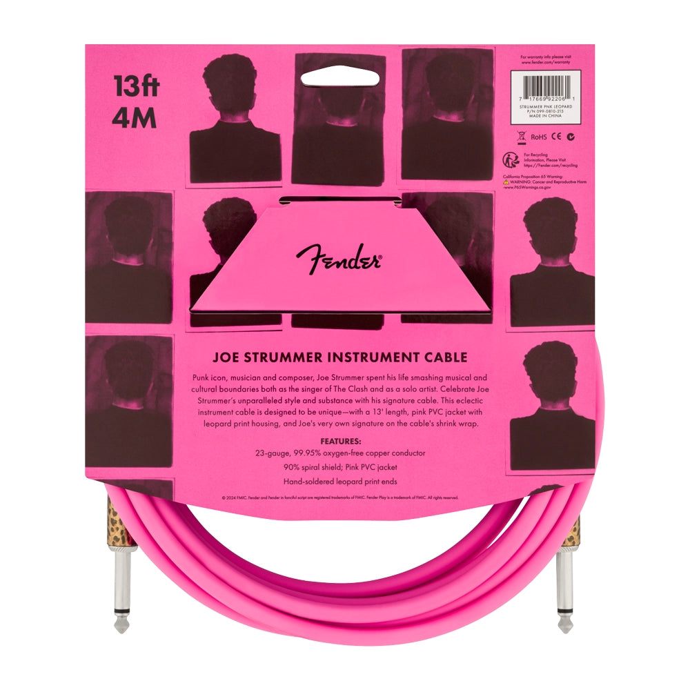 Fender 0990810215 Joe Strummer 13 Instrument Cable Pink Leopard