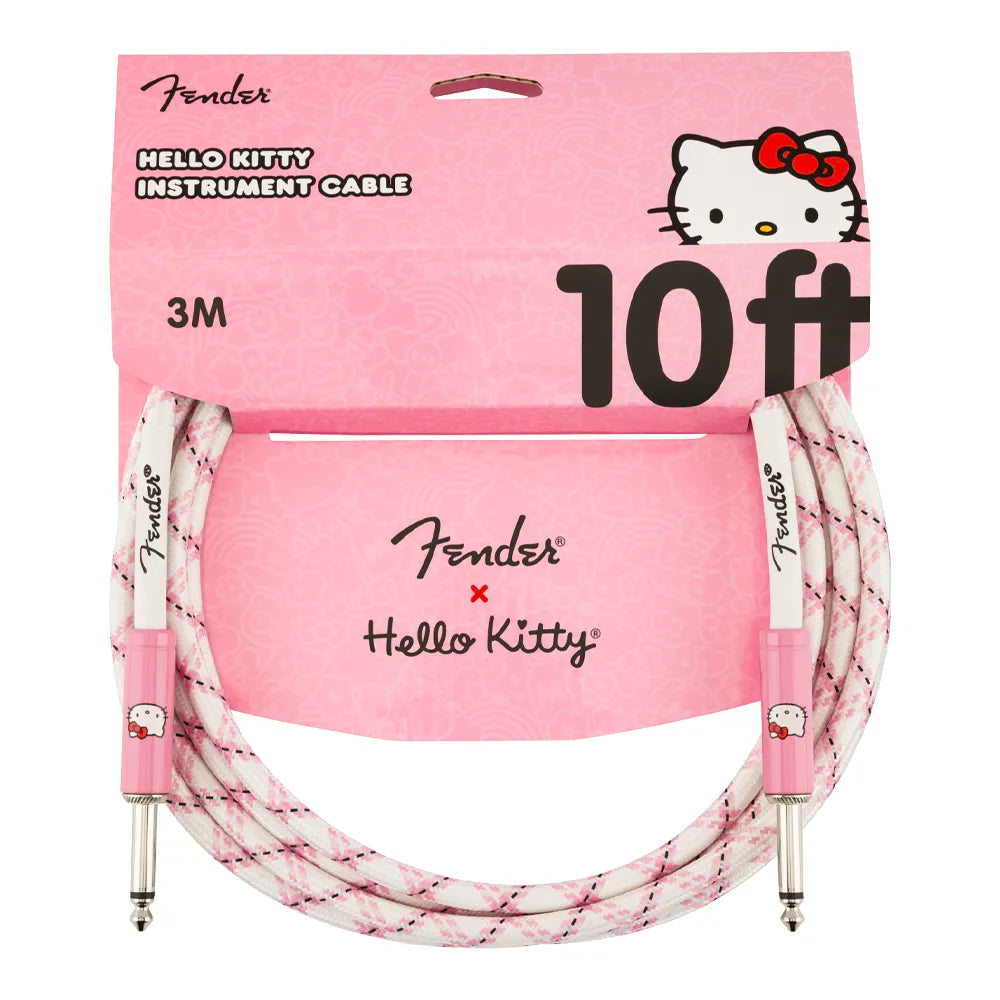 Fender 0990818123 Cable para instrumento x Hello Kitty White / Pink Woven Cable 10' 3m