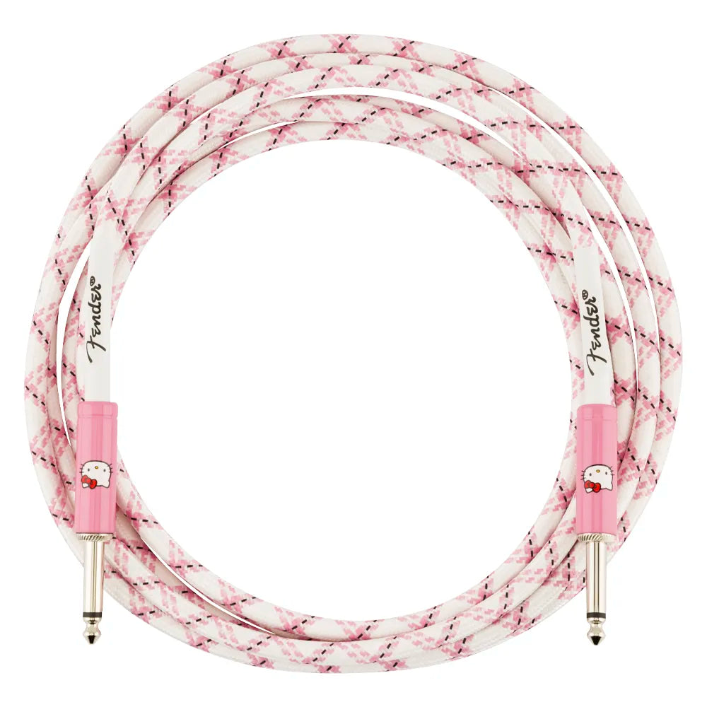 Fender 0990818123 Cable para instrumento x Hello Kitty White / Pink Woven Cable 10' 3m