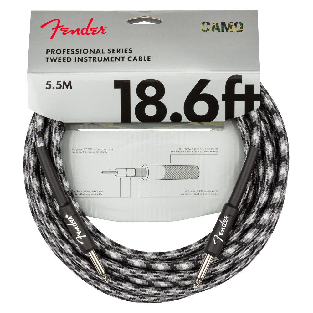 Fender Instrument Cable Professional Series Winter Camo Cable Para Instrumento 0990818124