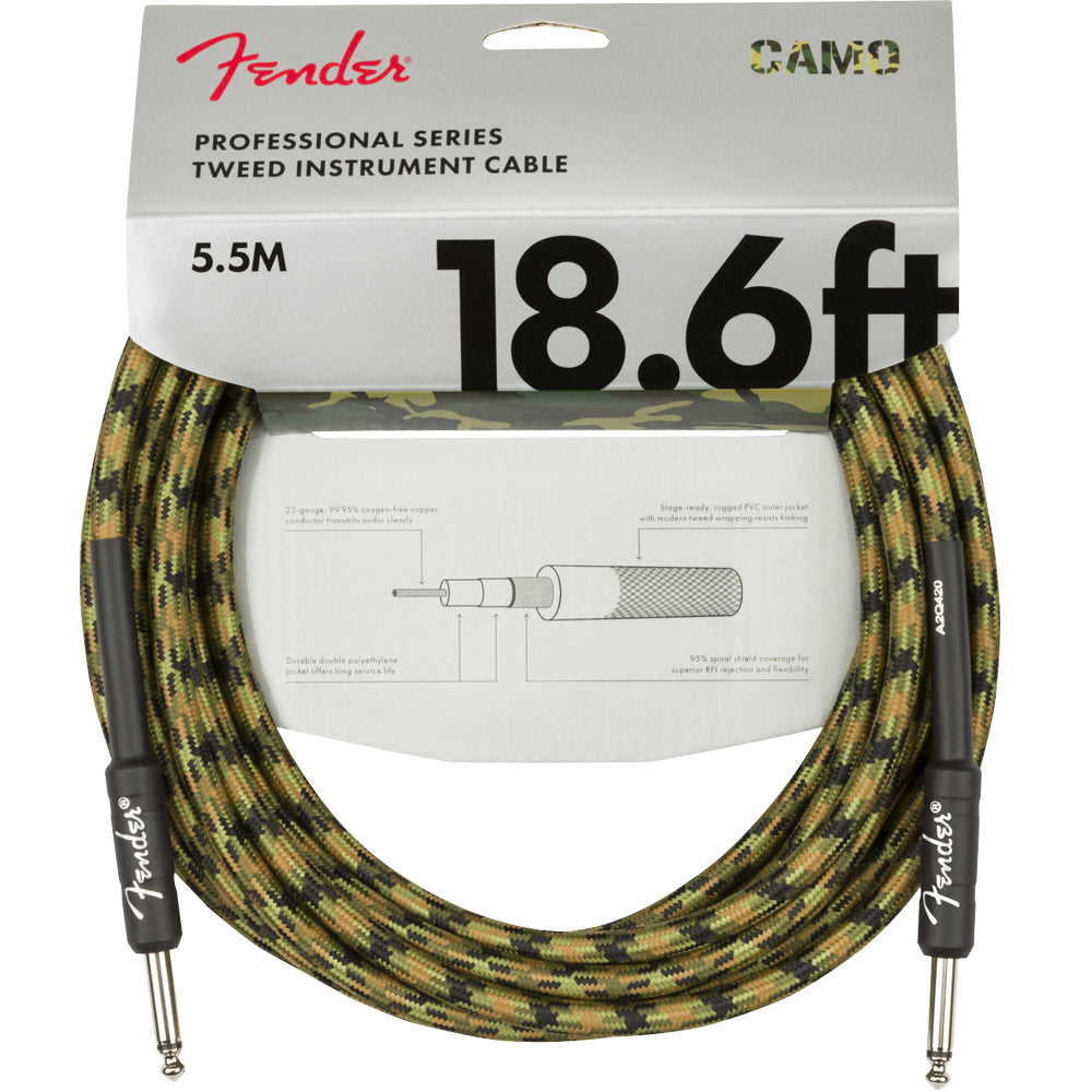 Fender Instrument Cable Professional Series Straight/Straight 18.6' Woodland Camo Cable Para Instrumento 0990818176