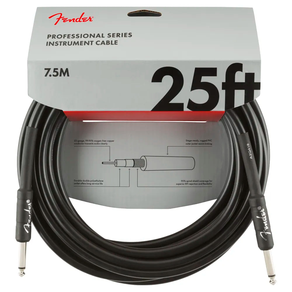 Fender 0990820016 Cable Instrumento 25 Pro Blk