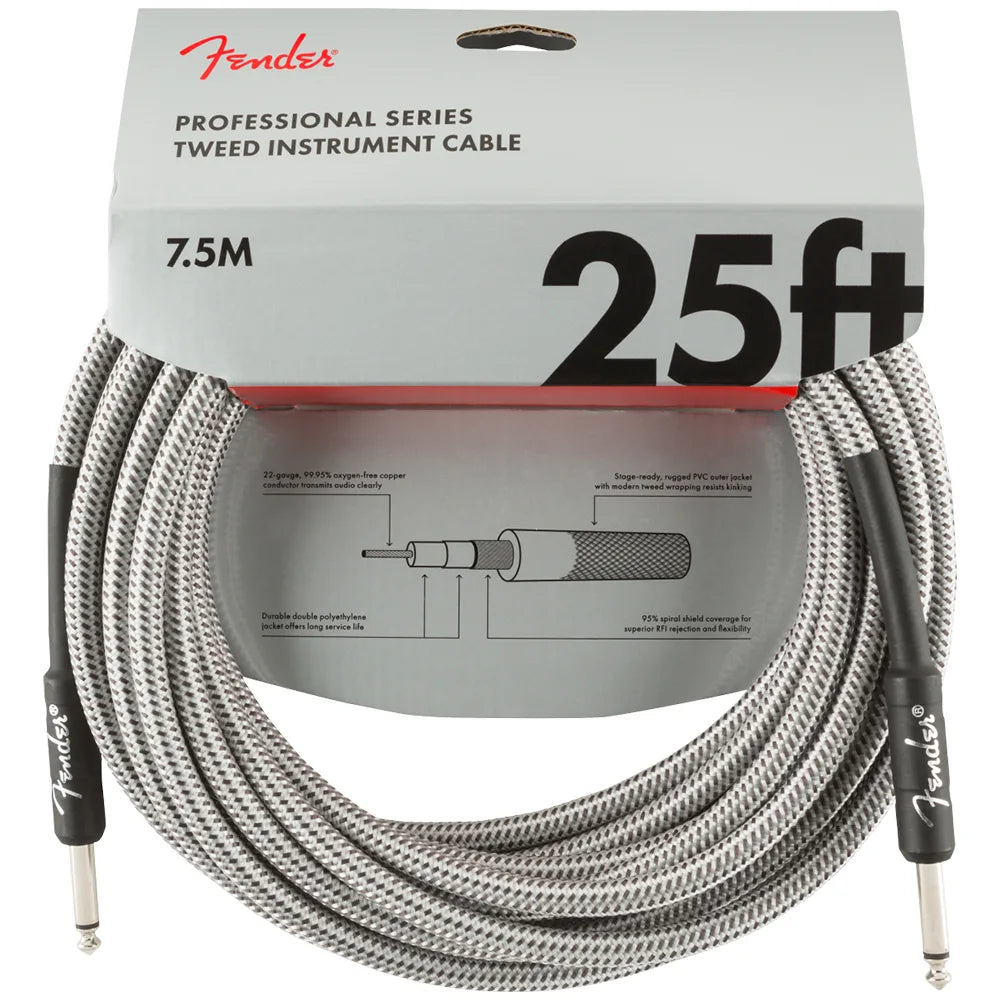 Fender 0990820072 Cable Instrumento Professional Series Instrument Cable 25' White Tweed