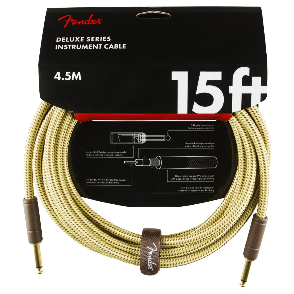 Fender 0990820084 Cable Instrumento Deluxe Series Straight/Straight 15' Tweed