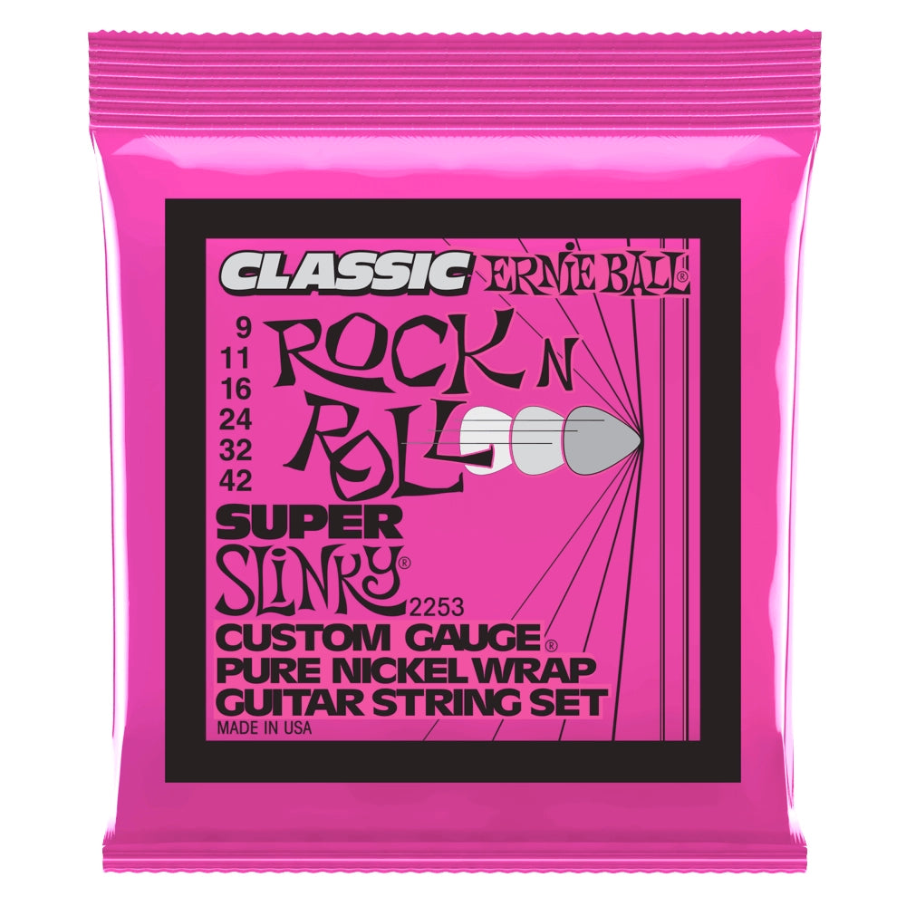 Ernieball 2253 Encordadura Guitarra Eléctrica Classic Super Slinky 9/42 Niquel
