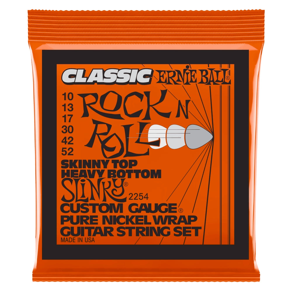 Ernieball 2254 Encordadura Guitarra Eléctrica Skinny Top/Heavy Bottom Rock n Roll 10/52 Niquel