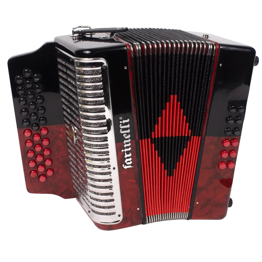 Farinelli 3012FARNHGI Acordeón de Botones Fa Rojo y Negro