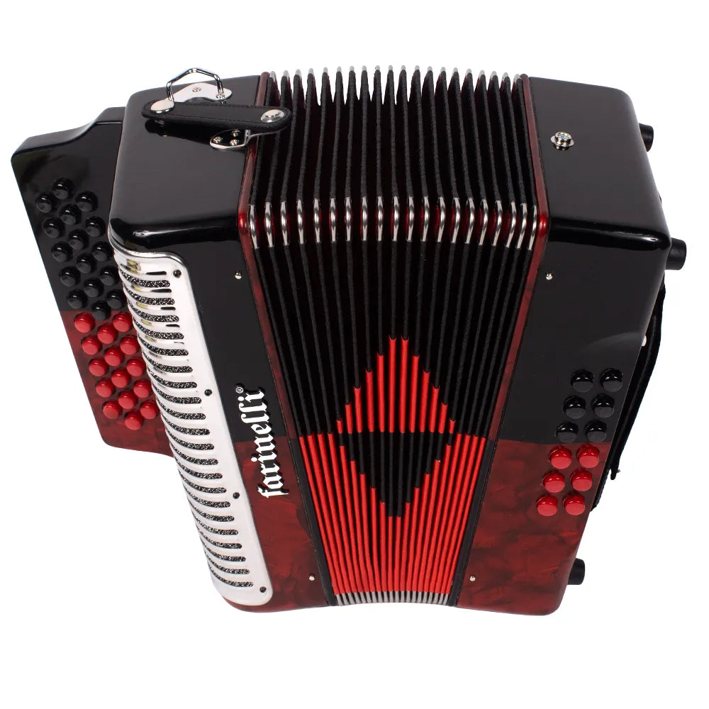 Farinelli 3012FARNHGI Acordeón de Botones Fa Rojo y Negro